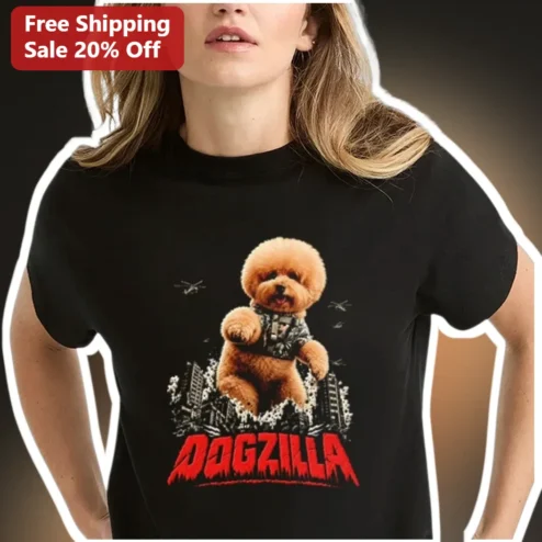 DOGZILLA Poodle Monster Graphic Tee Funny Dog Lover Gift Shirt