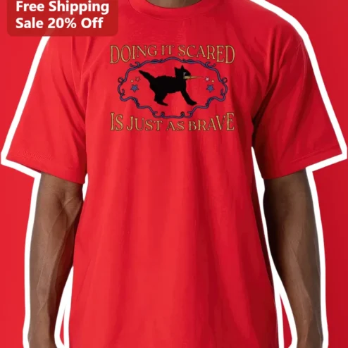 Doing It Scared Is Just As Brave Cat Unicorn Tee Mental Health Awareness Gift