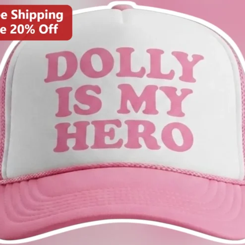 Dolly Is My Hero Trucker Hat Dolly Parton Tribute Country Music Fan Gift Retro Pink Mesh Cap