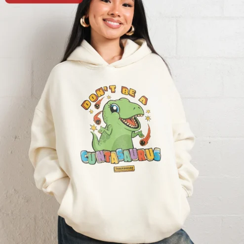 Don't Be A Cuntasaurus Hoodie Funny Retro T-Rex Graphic Pullover Gift for Adults