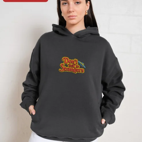 Customer in Chicago, Illinois wearing Don't Talk to Strangers Hoodie Rick Springfield 80s Retro Music Merch Gift for Men