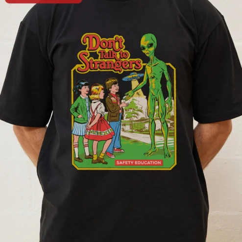 Don't Talk to Strangers Safety Education Retro Alien Graphic Tee
