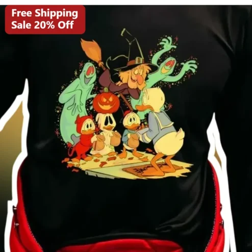 Donald Duck Vintage Halloween Costume Graphic Tee Retro Disney Cartoon Shirt