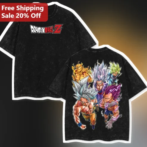 Dragon Ball Z Goku Super Saiyan Vintage Acid Wash Tee Men Anime Shirt