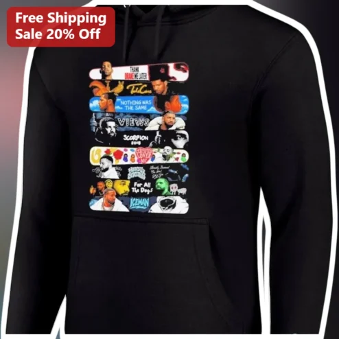 Drake Discography Album Cover Collage Hoodie Thank Me Later Take Care Views Scorpion Certified Lover Boy For All The Dogs Iceman Hip Hop Merch