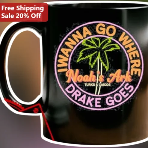 Drake I Wanna Go Where Drake Goes Mug Retro Neon Palm Tree Ceramic Coffee Cup Gift for Fans