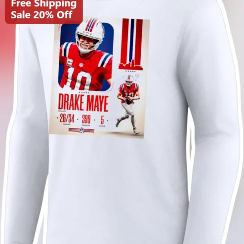 Drake Maye New England Patriots Long Sleeve Tee NFL Football Fan Gift