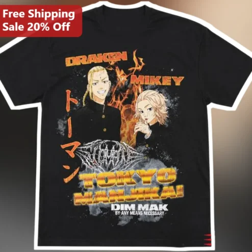 Draken Mikey Tokyo Manji Ka Graphic Tee Anime Streetwear Shirt