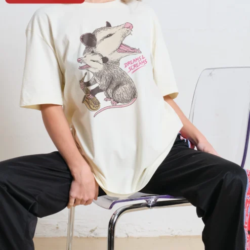 Dreams Screams Tee Opossum Playing Saxophone Funny Retro Animal Graphic T-Shirt for Music Lovers