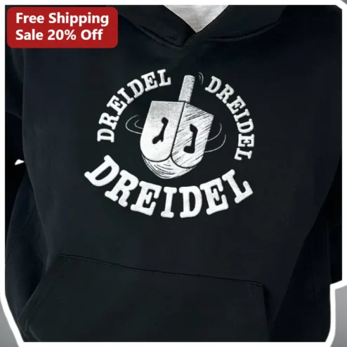Dreidel Hanukkah Hoodie Jewish Holiday Gift Black Pullover Sweatshirt