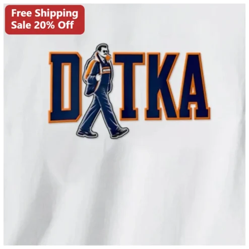 DTKA Tee Mike Ditka Style Varsity Font Cartoon Tracksuit Guy Graphic T-Shirt for Men