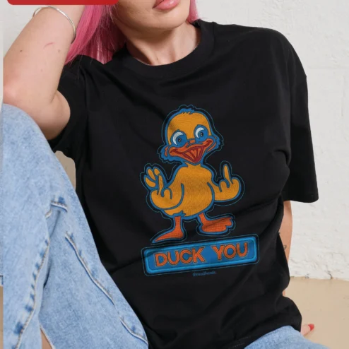 Duck You Funny Cartoon Duck Graphic Tee Sarcastic Pun Shirt for Adults