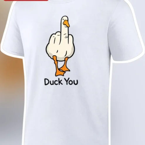 Duck You Tee Funny Cartoon Duck Middle Finger Graphic T-Shirt Sarcastic Gag Gift for Men Women