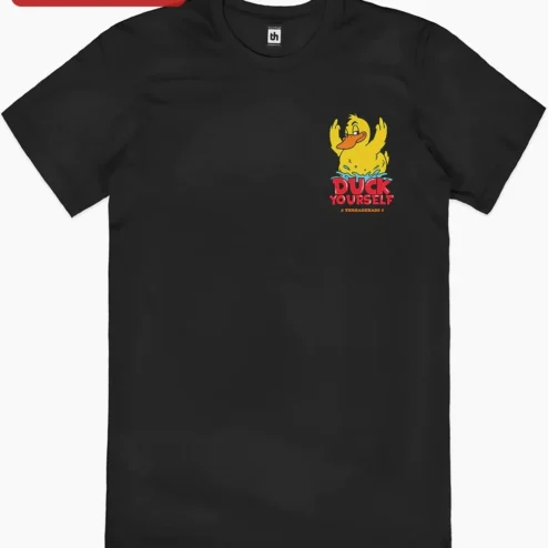 Duck Yourself Funny Pun Graphic Tee Retro Cartoon Duck Novelty Gift for Men