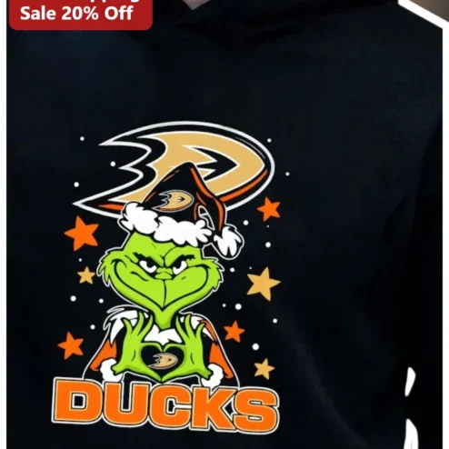 DUCKS Hoodie The Grinch Anaheim Ducks NHL Fan Christmas Holiday Sweatshirt