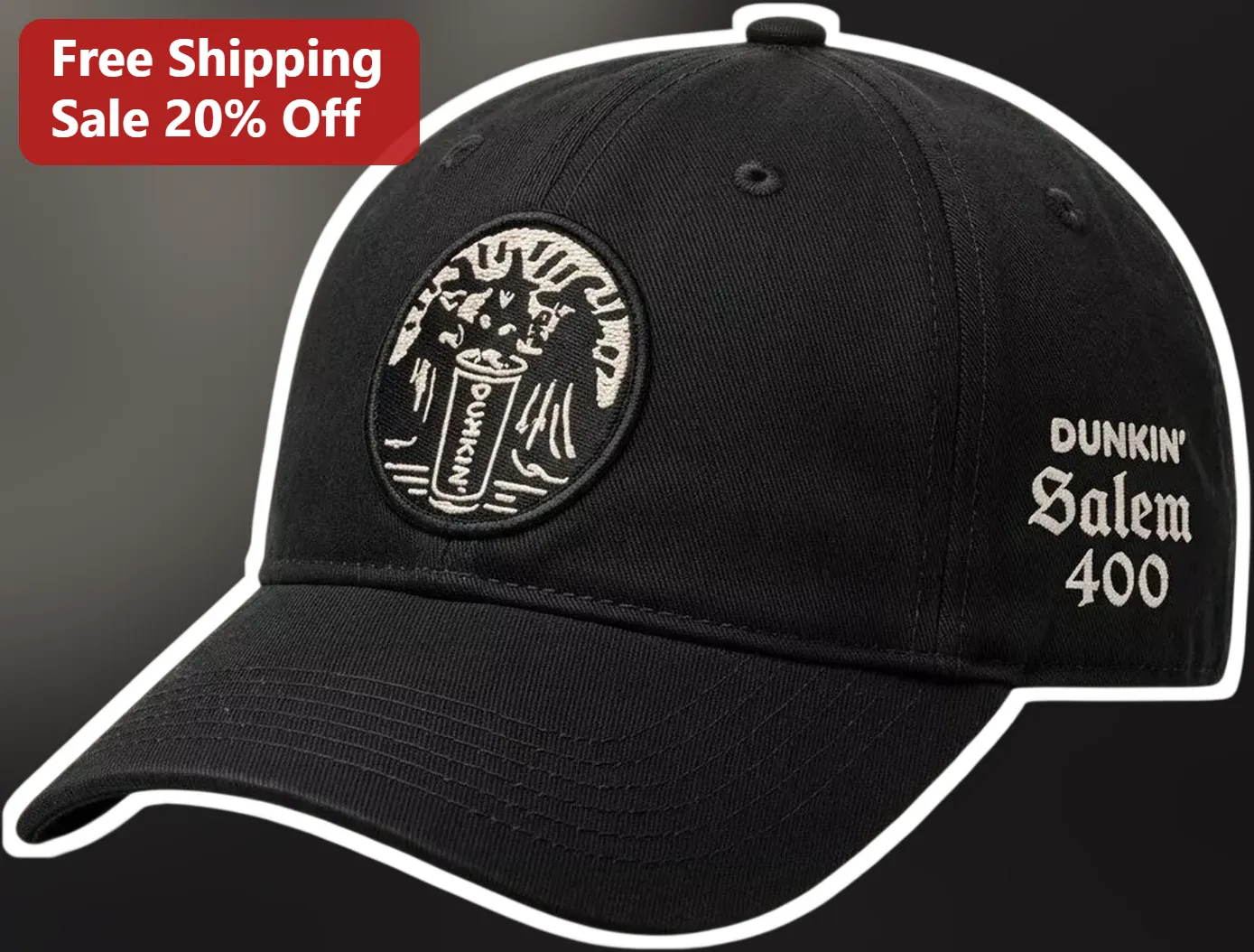 Dunkin' Salem Cap Black Embroidered Baseball Hat NASCAR Racing Merch