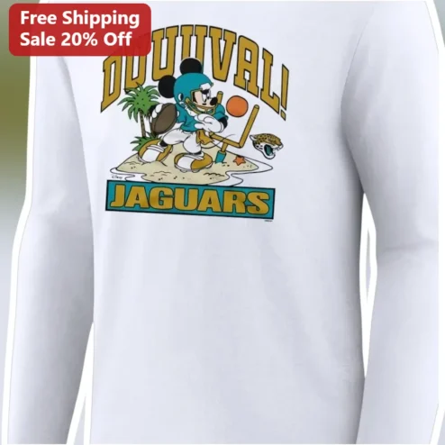 DUUUVAL JAGUARS Mickey Mouse Long Sleeve Shirt Jacksonville Jaguars NFL Fan Apparel