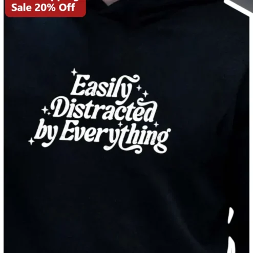 Easily Distracted by Everything Hoodie Retro ADHD Funny Gift for Students Teachers