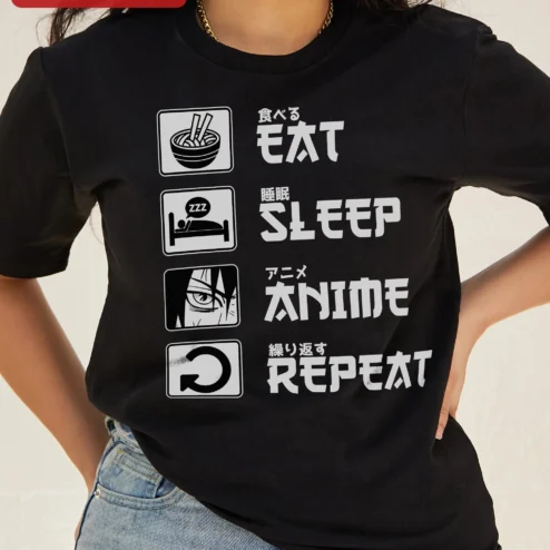 Eat Sleep Anime Repeat Tee Otaku Manga Lover Gift Shirt