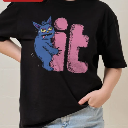 Eat Tee Fuzzy Monster Graphic T-Shirt Funny Foodie Streetwear Apparel