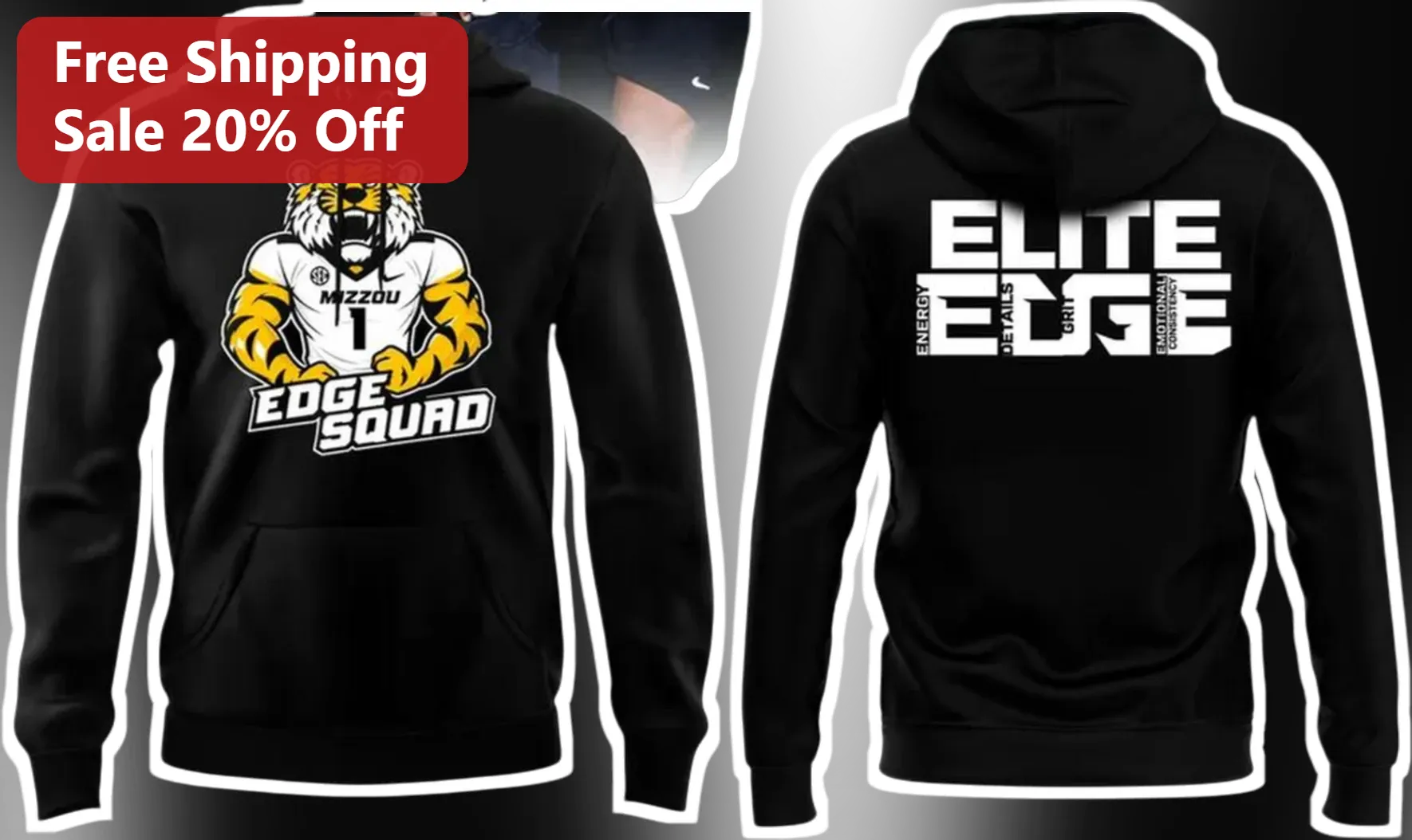 Edge Squad Elite Edge Pullover Hoodie Tiger Mascot Team Sports Apparel