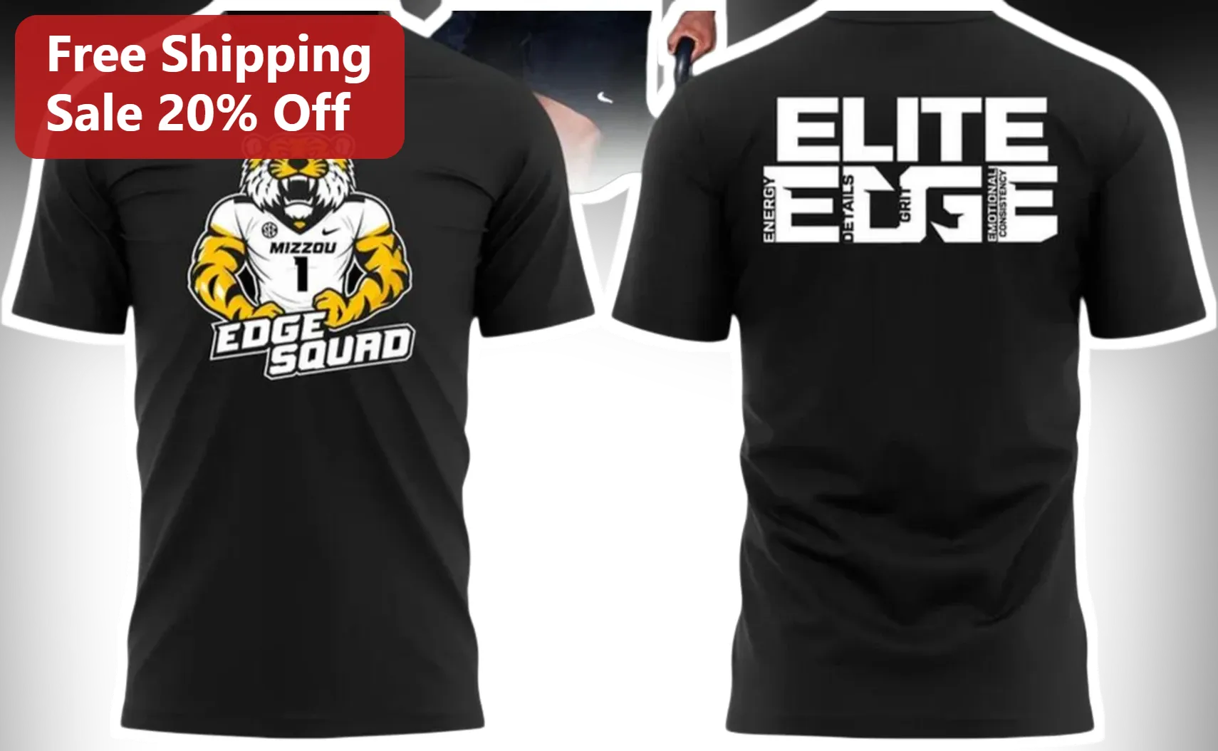Edge Squad Elite Edge Tiger Mascot Athletic Tee for Football Team Coaches and Players