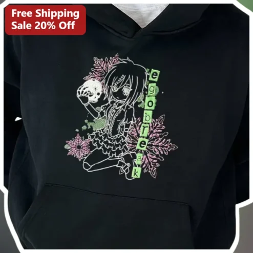 Egobreak Hoodie Anime Skull Girl Gothic Harajuku Streetwear Merch