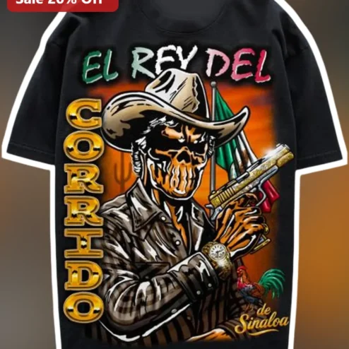 El Rey Del Corrido De Sinaloa Skeleton Cowboy Graphic Tee Regional Mexican Music Gift