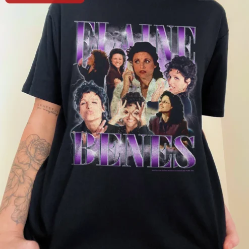 Elaine Benes Seinfeld Fan Art Tee Vintage Sitcom Pop Culture Gift for Women Men