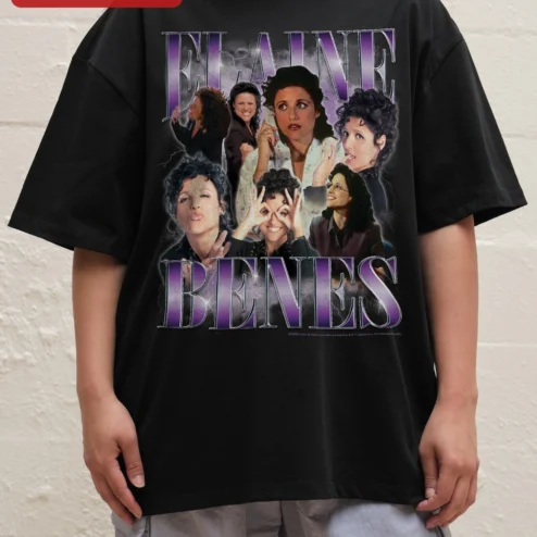 Elaine Benes Vintage Seinfeld Fan Art Collage Graphic Tee for Women