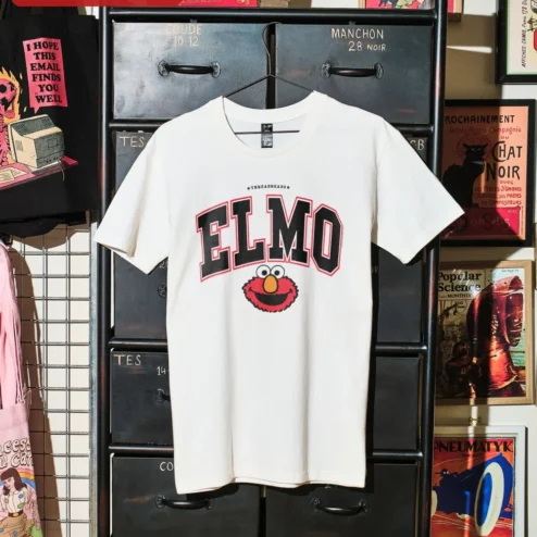 Elmo Collegiate Style Graphic Tee Sesame Street Character Shirt for Adults and Kids