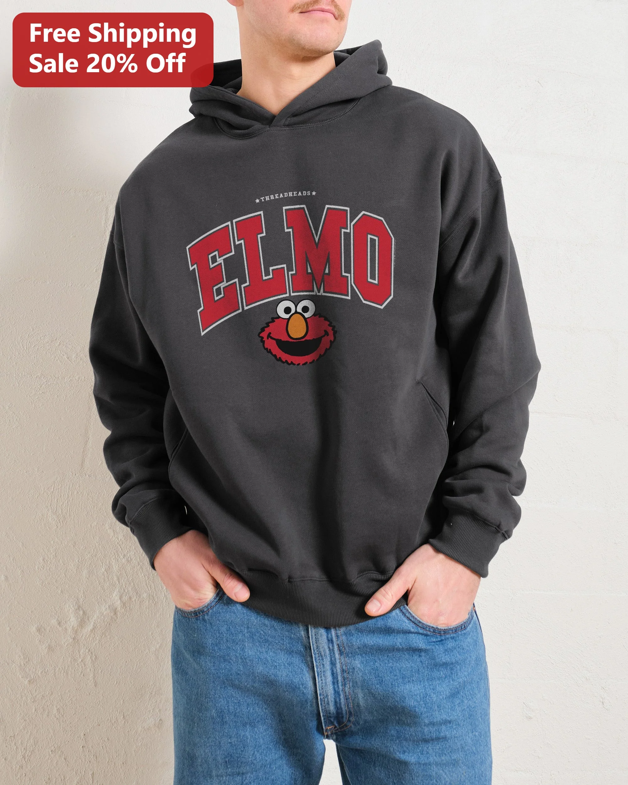 Elmo Hoodie Sesame Street Character Pullover Sweatshirt for Adults and Kids
