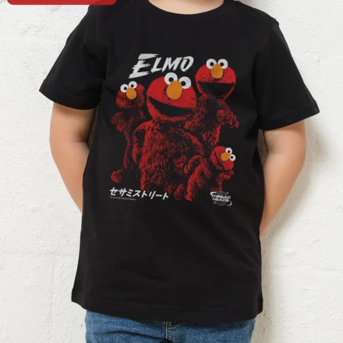 Elmo Sesame Street Grunge Distressed Kids Tee Japanese Text Graphic