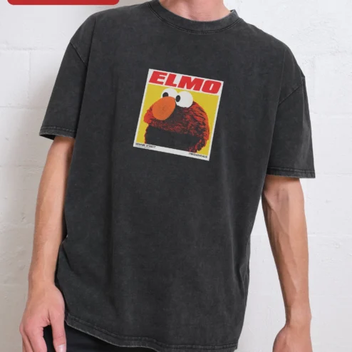 Elmo Sesame Street Vintage Wash Graphic Tee Retro Pop Culture Shirt Gift for Kids and Fans