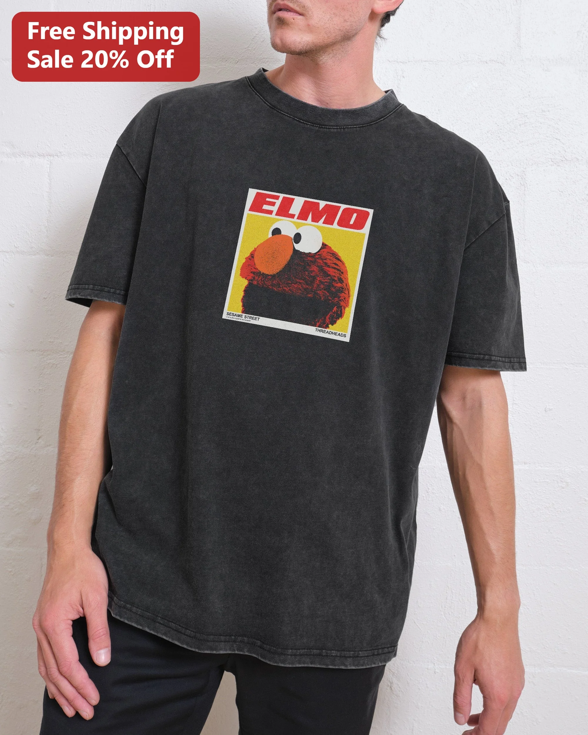 Elmo Sesame Street Vintage Wash Graphic Tee Retro Pop Culture Shirt Gift for Kids and Fans