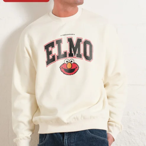 Elmo Sweatshirt Vintage Collegiate Sesame Street Crewneck Pullover for Adults and Kids