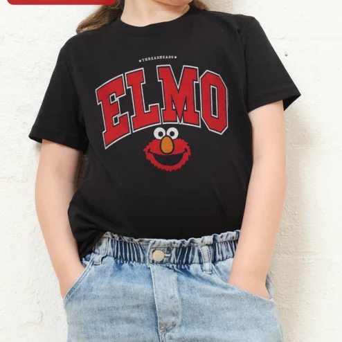 Elmo Vintage College Arch Graphic Tee for Kids Sesame Street Muppet Shirt