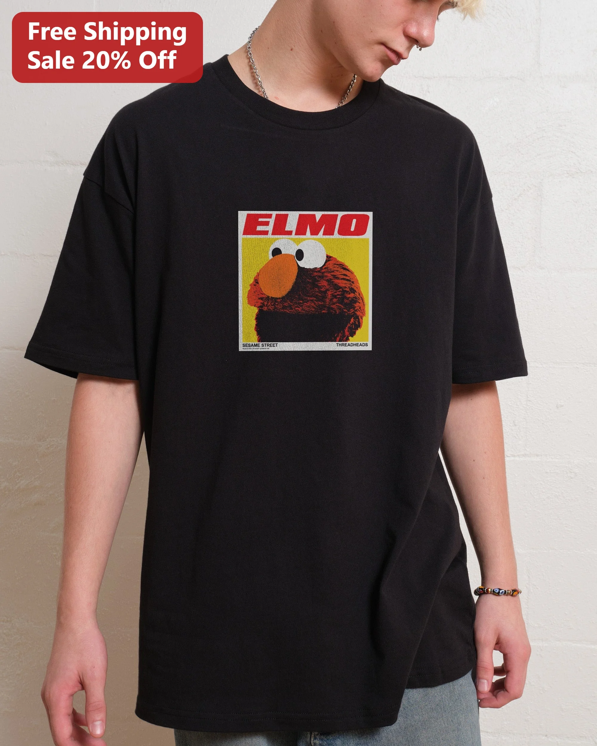 Elmo Vintage Pop Art Graphic Tee Sesame Street Character Shirt for Adults