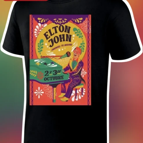 Elton John Farewell To Mexico Vintage Concert Poster Graphic Tee