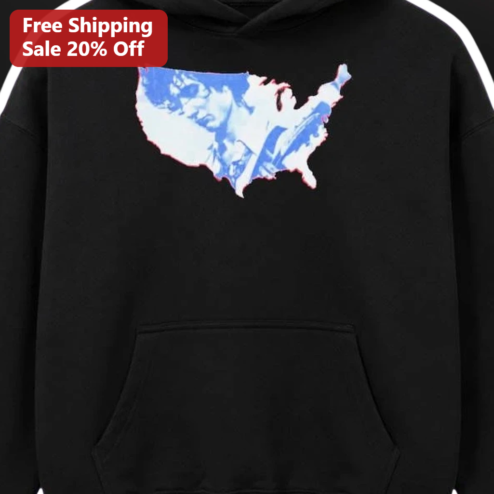 Elvis Presley Hoodie Vintage Pop Art USA Map Portrait Pullover Rock and Roll Merch Gift for Fans