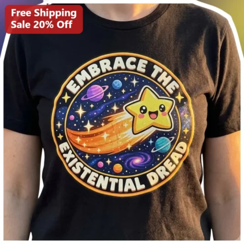 Embrace The Existential Dread Tee Cute Kawaii Galaxy Star Graphic Shirt For Gen Z Millennials