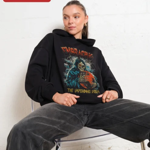 Embrace The Impending Doom Hoodie Vintage Metal Grim Reaper Graphic Dark Alternative Streetwear Gift For Men Women