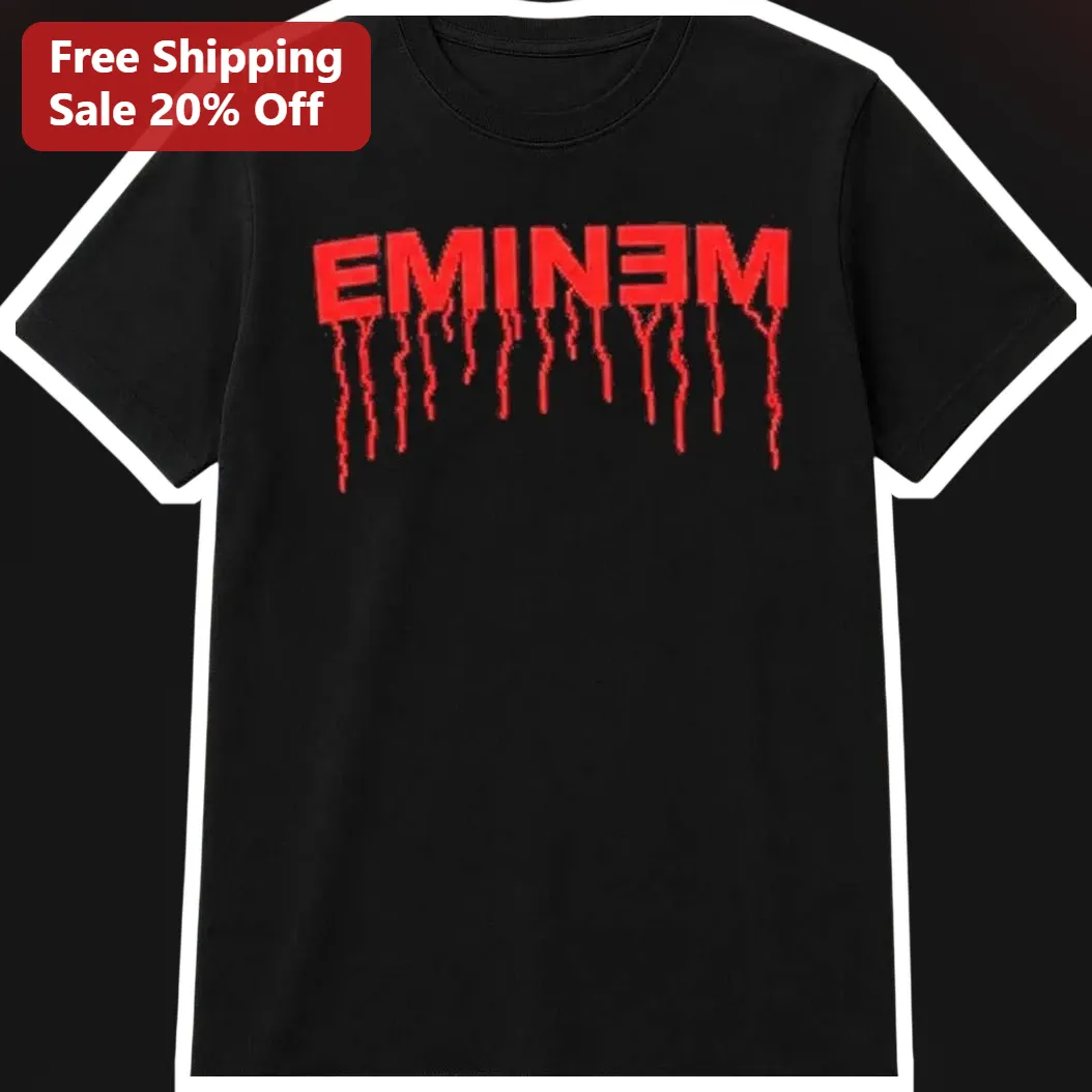Eminem Graphic Tee Black Red Drip Font Horrorcore Hip Hop Rap Fan Merch