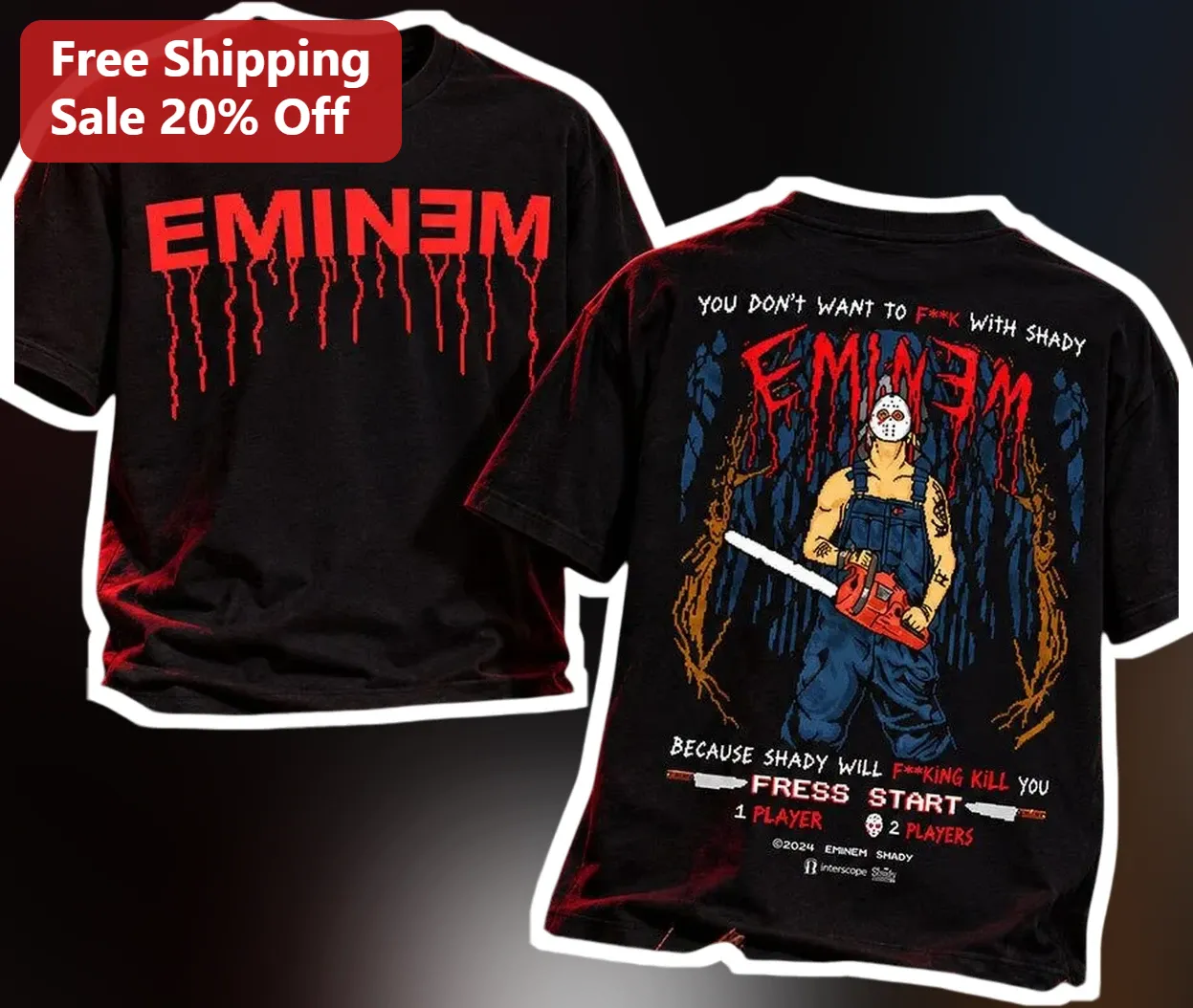 Eminem Shady Horror Jason Tee Slim Shady Rap Merch Graphic T-Shirt