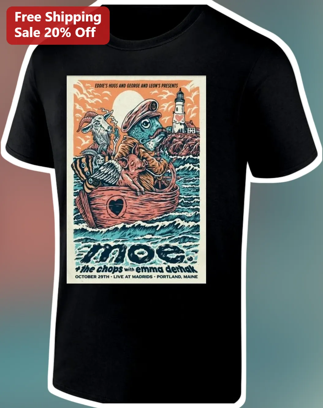 Emma Derhak and The Chops Tee Moe. Live Music Jam Band Vintage Concert Merch