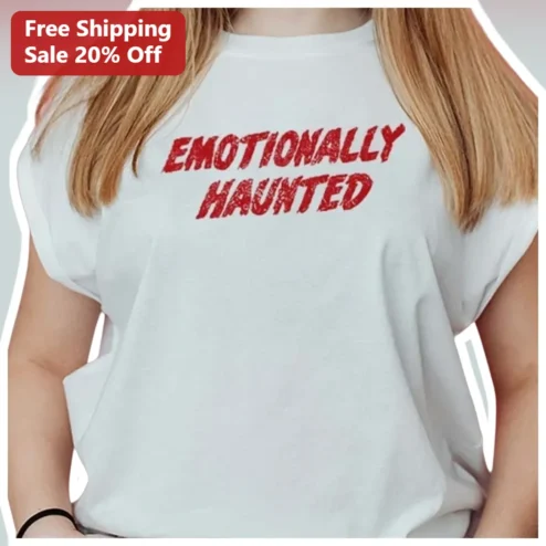 Emotionally Haunted Tee Funny Horror Graphic Shirt for Women Men Halloween Gift