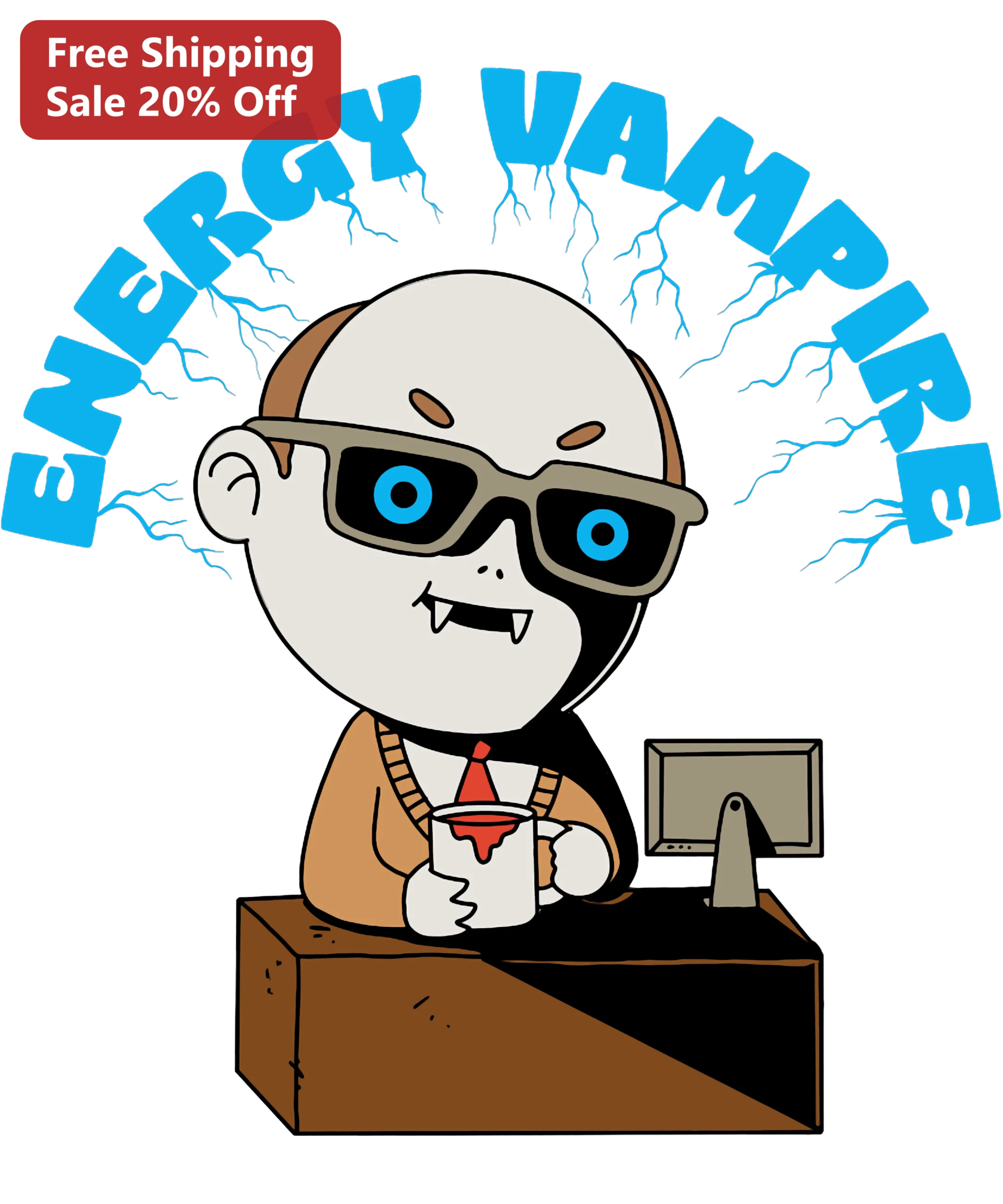 Energy Vampire Tee Funny Gothic Office Humor Shirt Social Battery Introvert Gift
