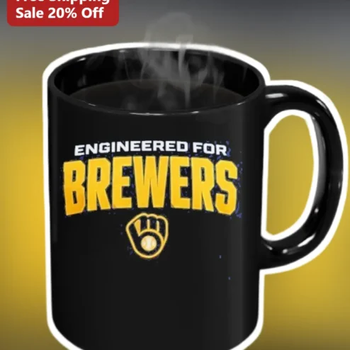 Engineered For Brewers Mug Milwaukee Baseball Fan Coffee Cup Vintage Distressed Design Gift
