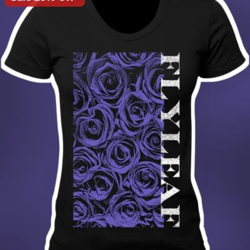 Entheos Band Merch Purple Rose Graphic Tee for Women Black V-Neck