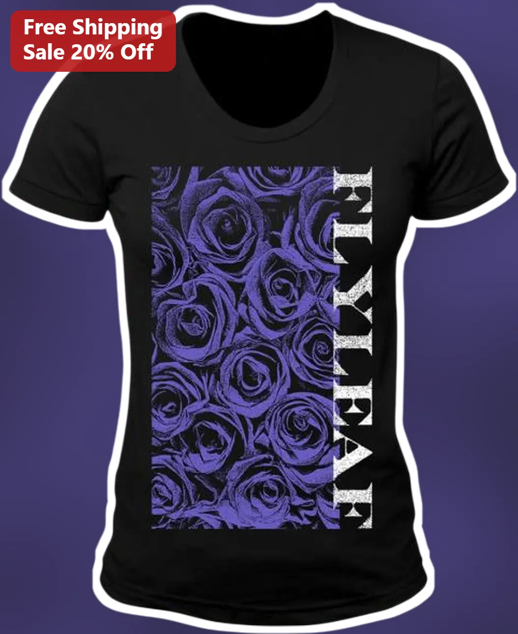 Entheos Band Merch Purple Rose Graphic Tee for Women Black V-Neck